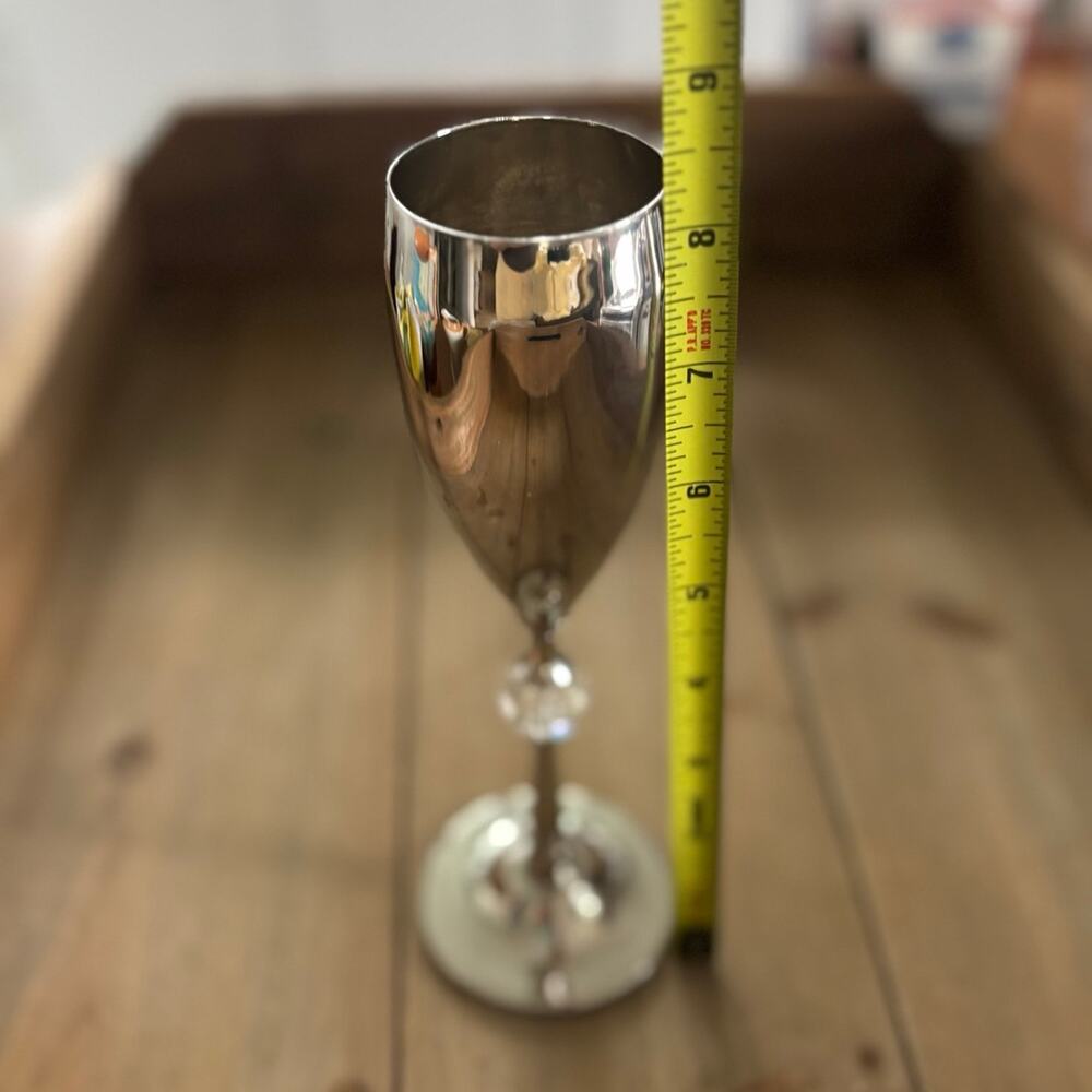 Vintage Wedding Style Glam Silver Plated Champagne Glass - Picture 4 of 5